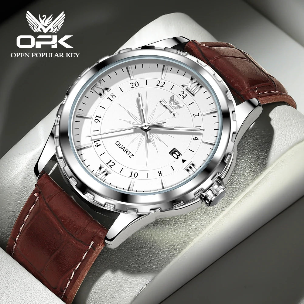 OPK Men's Steel Dual Calendar Quartz Watch