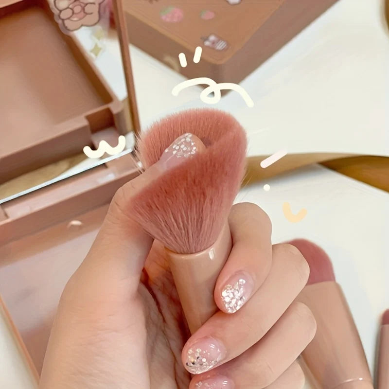 5-Piece Portable Makeup Brush Set Mirror