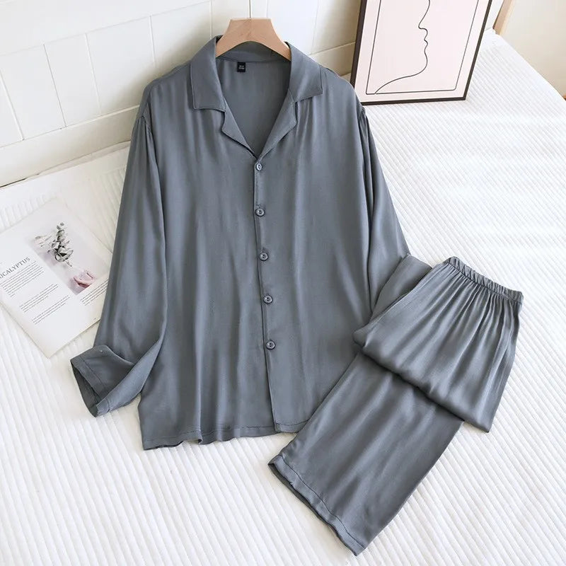 Cotton Silk Couple Pajama Set