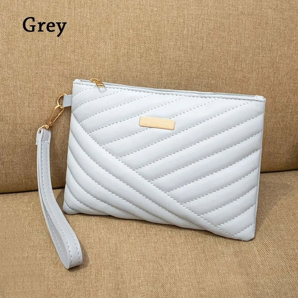 Women's Leather Envelope Wristlet Clutch Bag