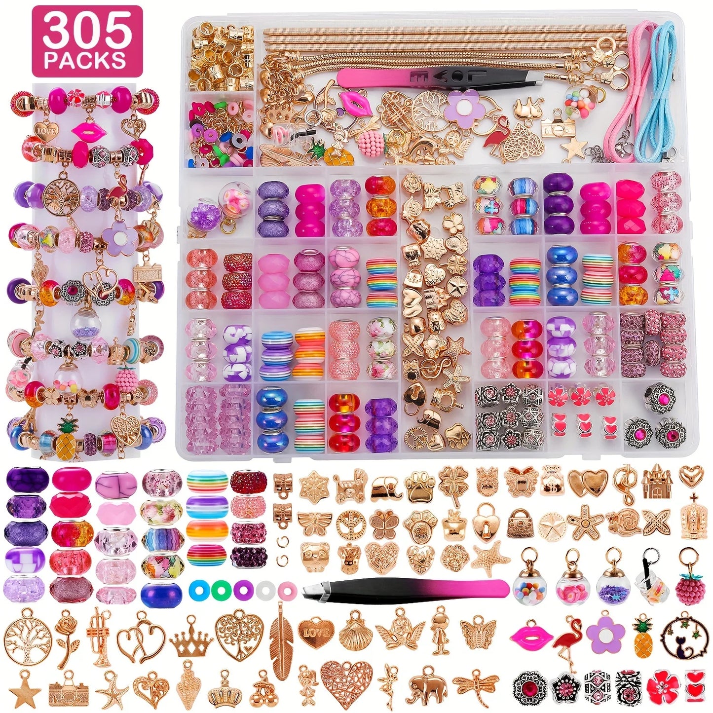 Charm Bracelet Making Kit 305 Pcs Beads