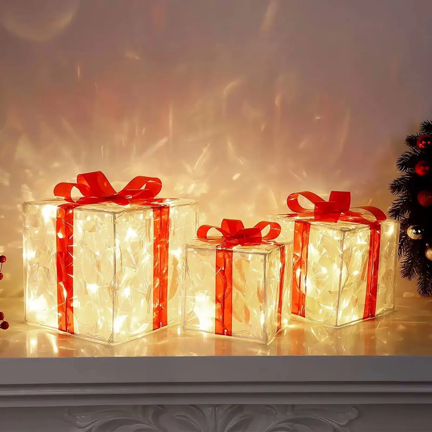 LED Glowing Christmas Gift Box Outdoor Decor