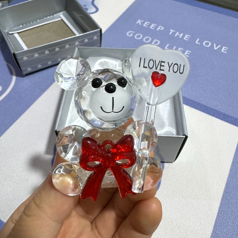 Crystal Bear Rose Valentine Wedding Gift