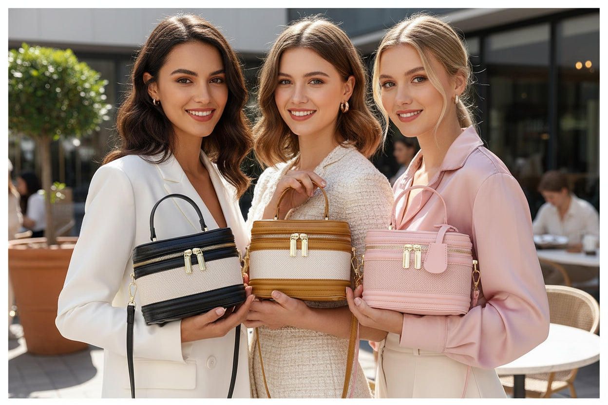 Women's Color Block Leather Shoulder Bag