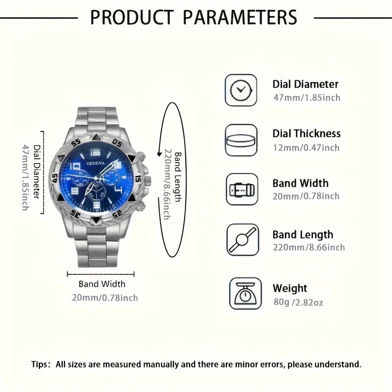 Men's Steel Sport Quartz Watch Set (4pcs)
