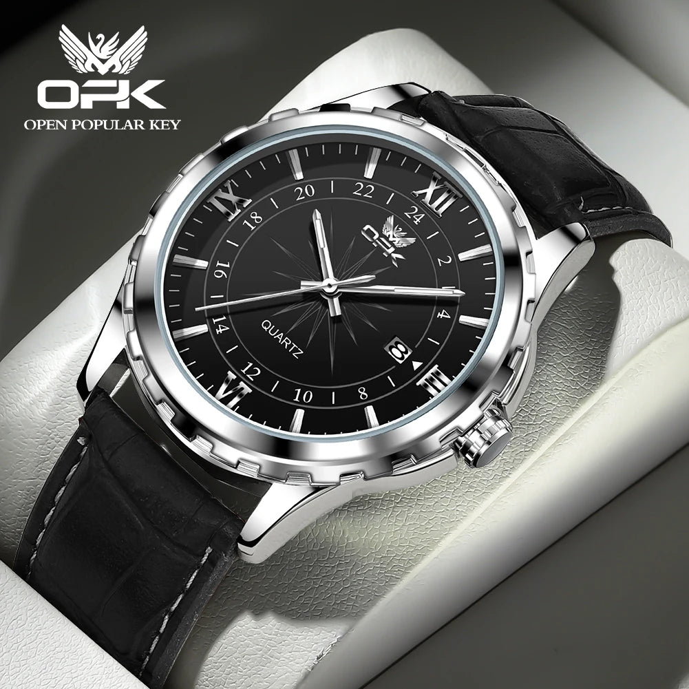 OPK Men's Steel Dual Calendar Quartz Watch