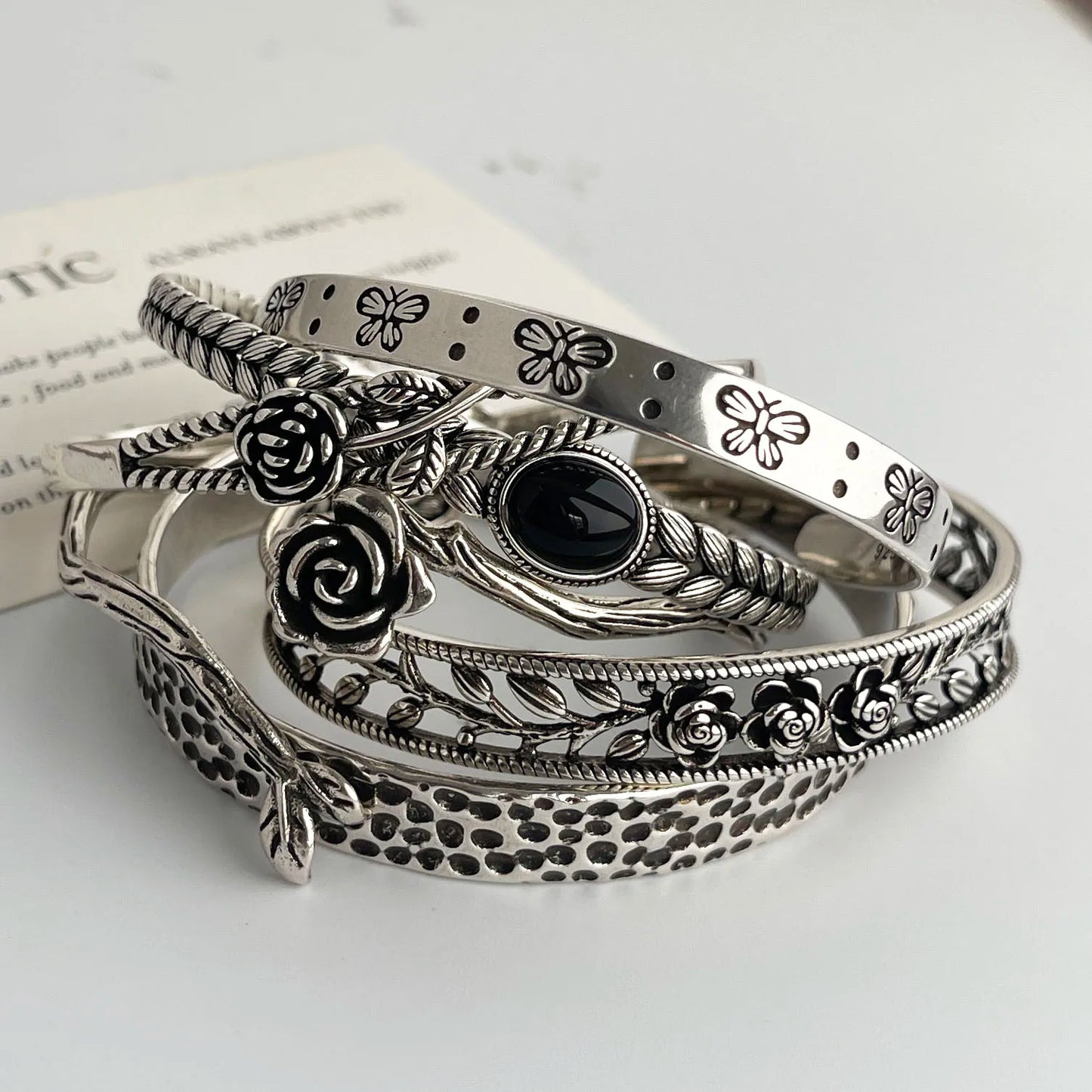 Women's S925 Silver Rose Flower Bracelet