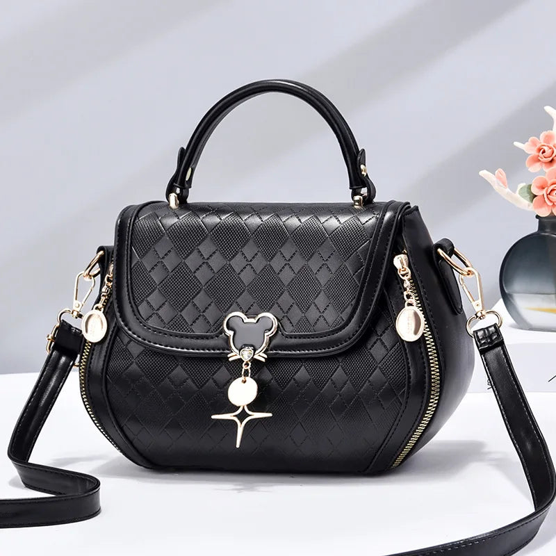 Genuine Leather Bow Bucket Bag