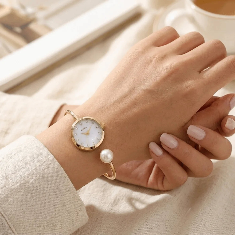 Pearl Rhinestone Bracelet Watch