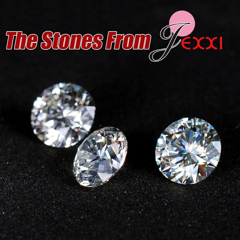 Silver Rhinestone Necklace Earring Set