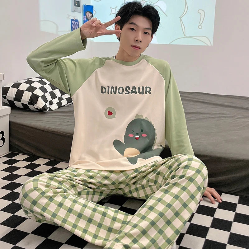 Cotton O-Neck Men Pajama Set