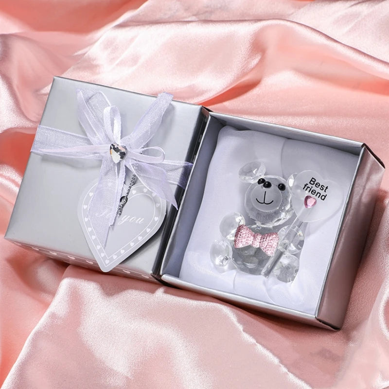 Crystal Bear Rose Gift Box Valentine