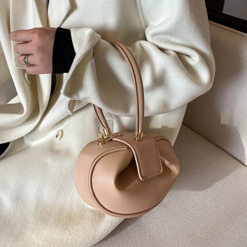 Women's PU Leather Mini Bowling Armpit Bag