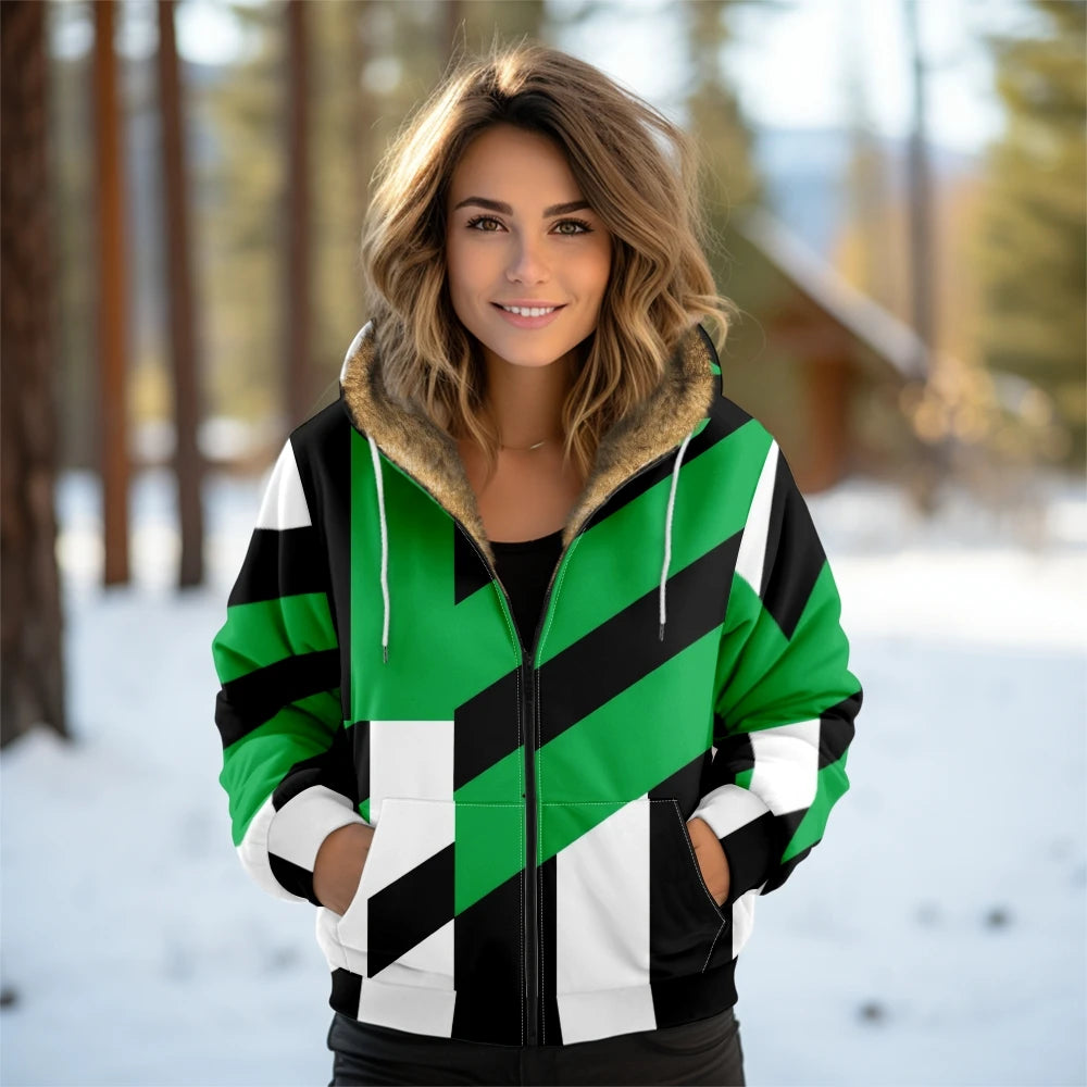Women's Geometric Hooded Coat