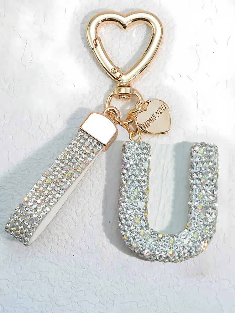 Crystal Initial Letter Keychain