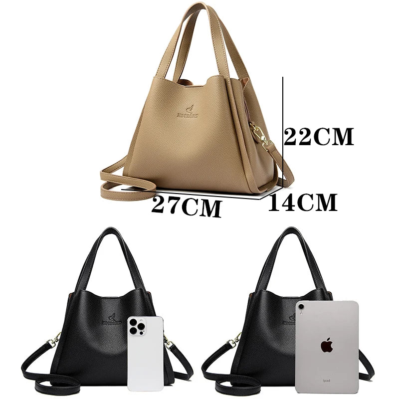 Women's Soft Leather Large Tote Crossbody Bag