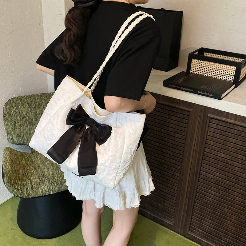 Bow Microfiber Large Tote Bag