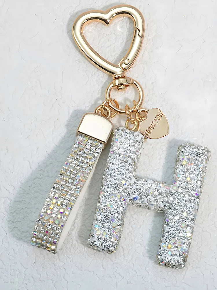Crystal Initial Letter Keychain