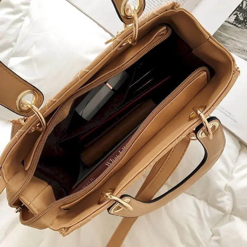 Women's Diamond Grid Top-Handle Crossbody Bag