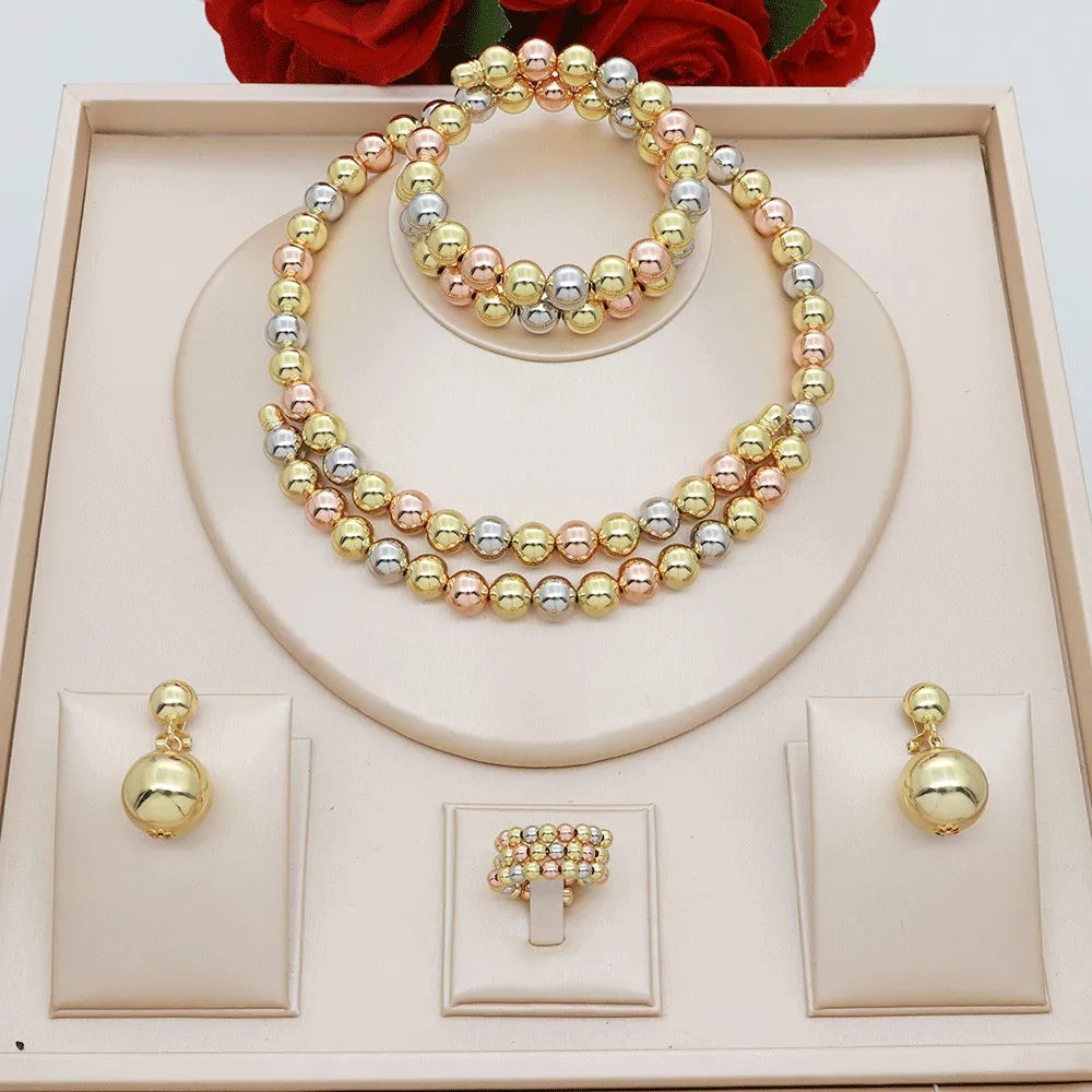 Women's 18K Gold Pearl Jewelry Set 4 Pcs