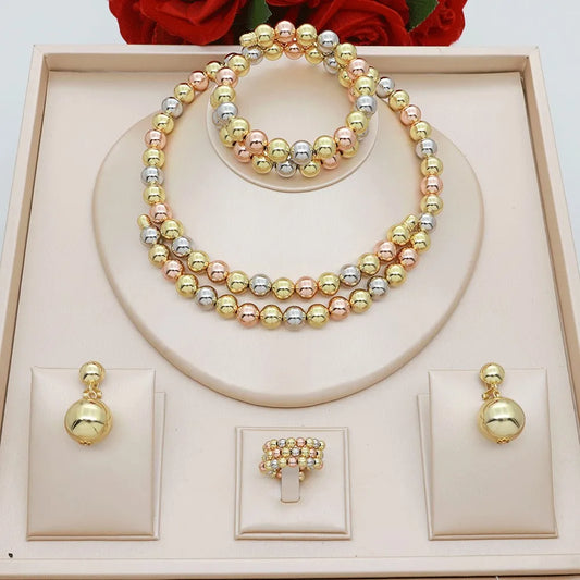 Women's 18K Gold Pearl Jewelry Set 4 Pcs