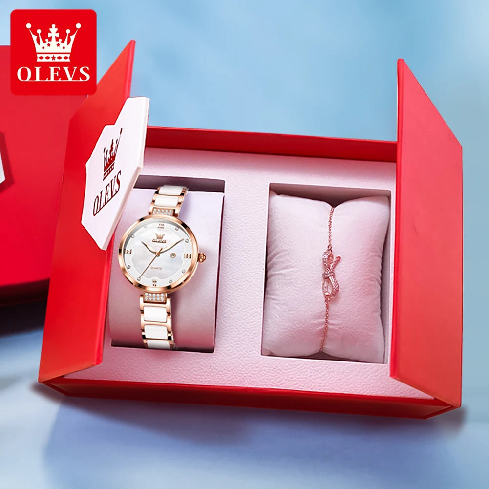 OLEVS Ceramic Bracelet Watch Set