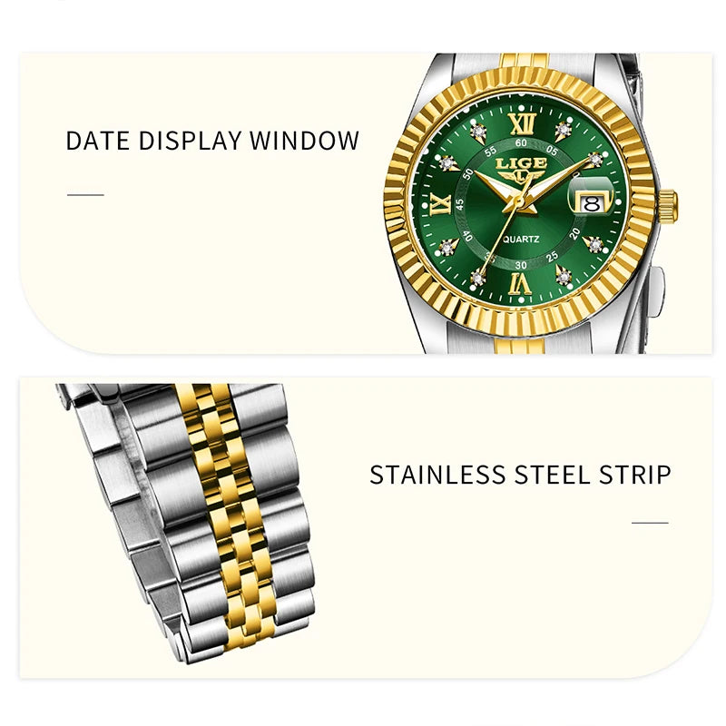 LIGE Waterproof Calendar Ladies Watch