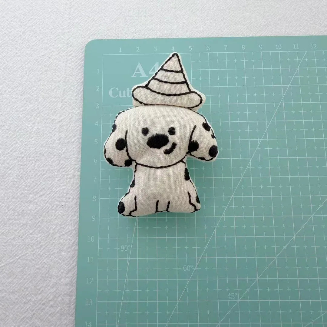 Bear Cat Fabric Brooch Handcrafted Pin