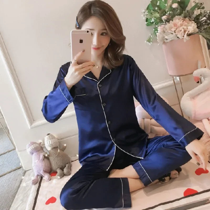Silk Long-Sleeve Women Pajama Set