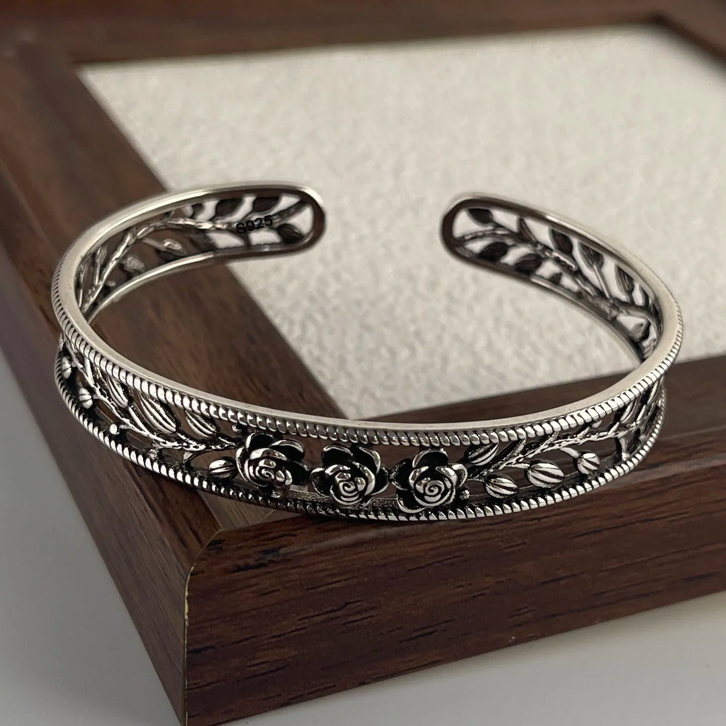 Women's S925 Silver Rose Flower Bracelet