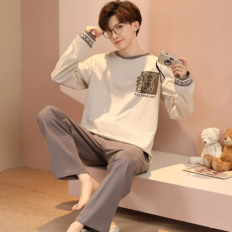 Cotton O-Neck Men Pajama Set