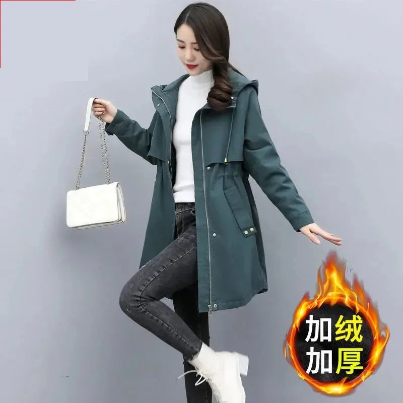 Hooded Velvet Women Parka