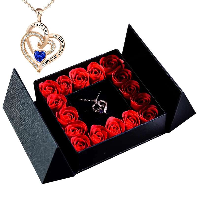 Women's Pendant Necklace Soap Rose Gift Box