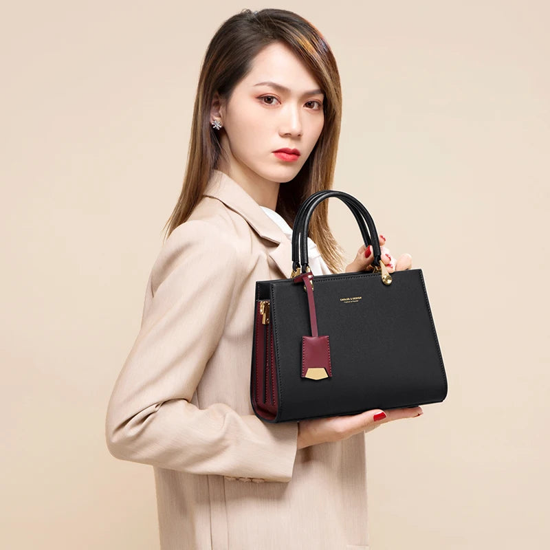 Women's Luxury Leather Top-Handle Tote Bag