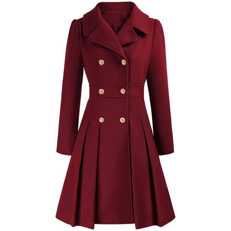 Woolen Double-Breasted Women Coat