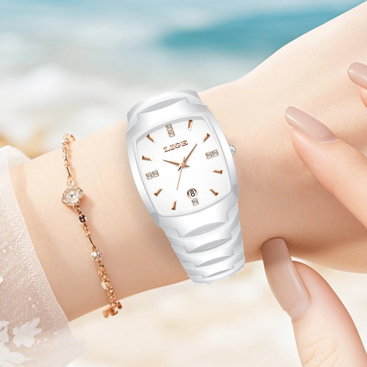LIGE Calendar Steel Ladies Watch