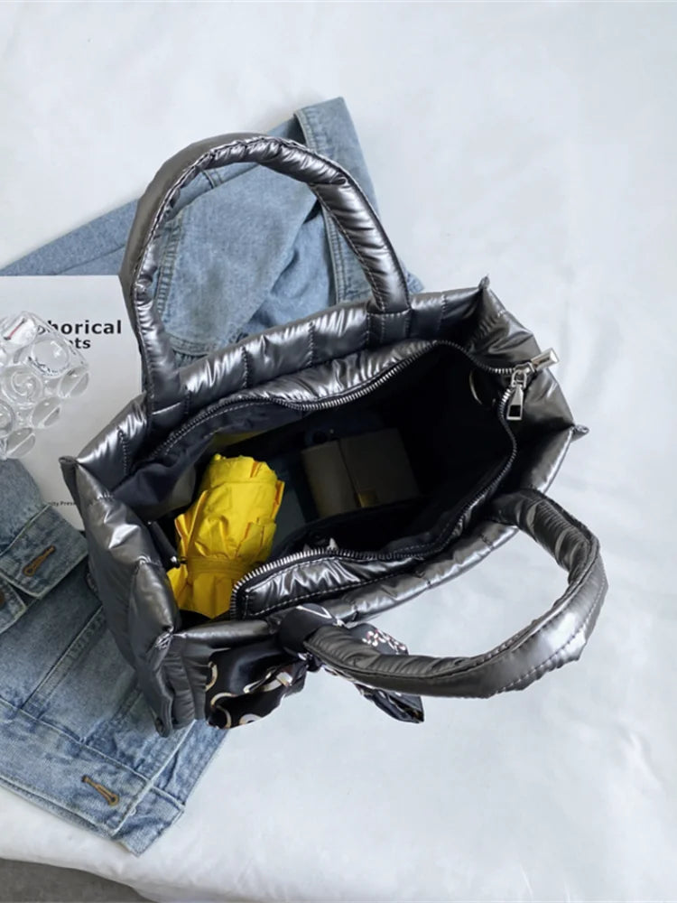 Quilted Silk Scarf Crossbody Bag