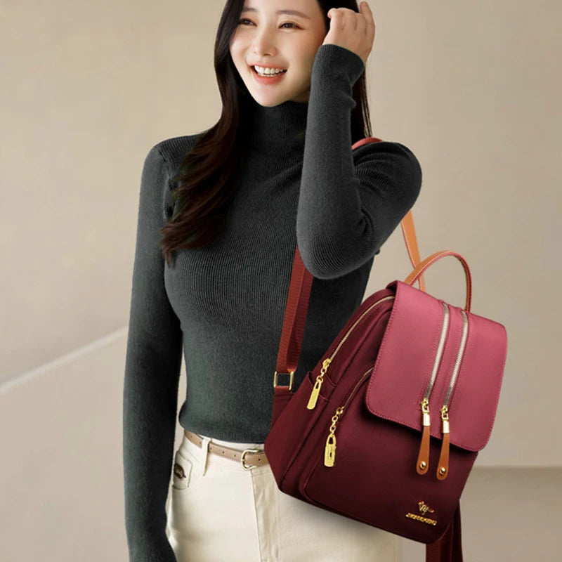 Women's Vintage Leather Backpack Large Capacity