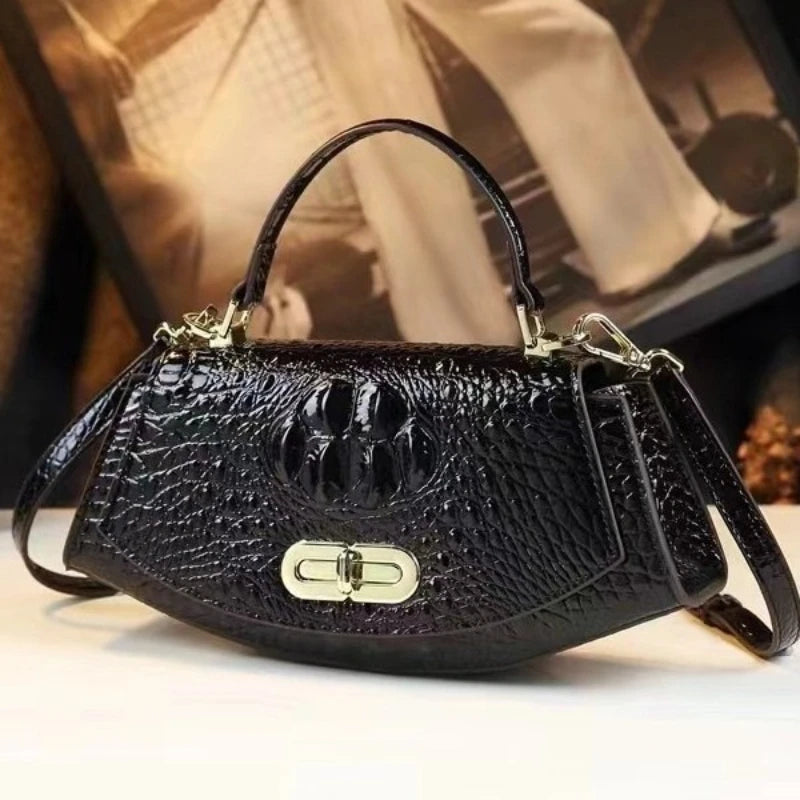 Women's Crocodile Pattern Leather Crossbody Bag