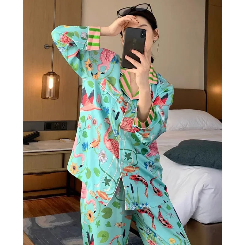 Women's Floral Bird Luxury Pajamas