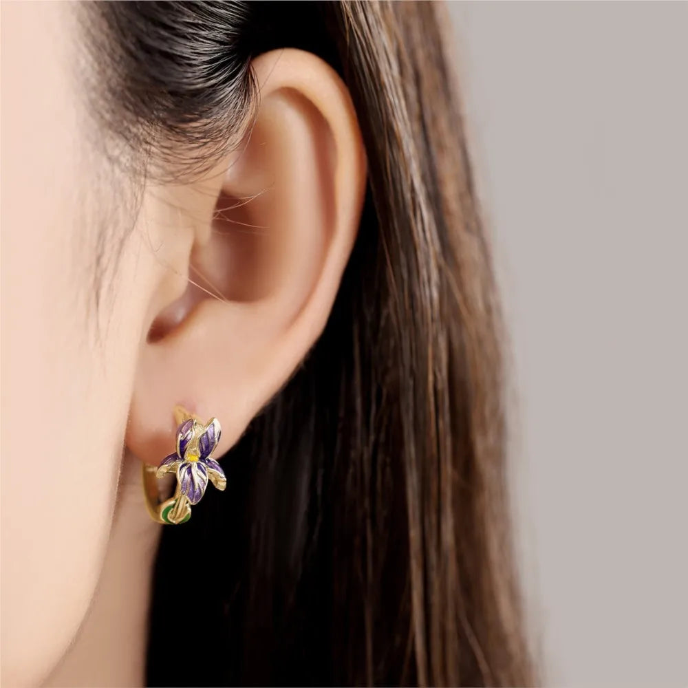 Women's S925 Silver Iris Hoop Earrings