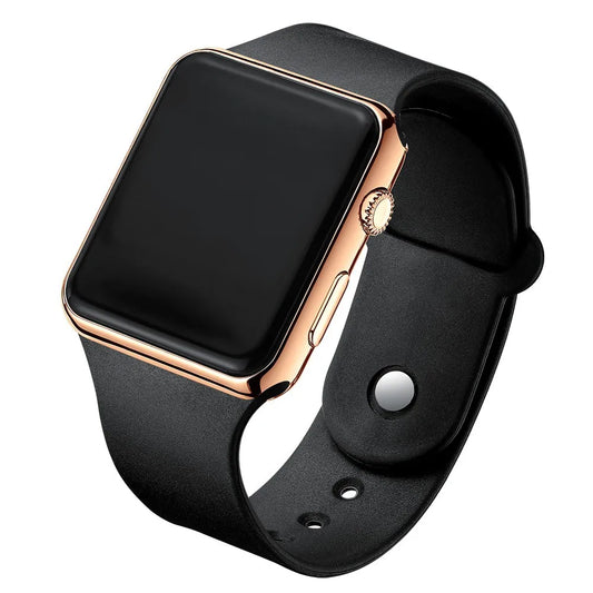 Men's Black Silicone LED Watch