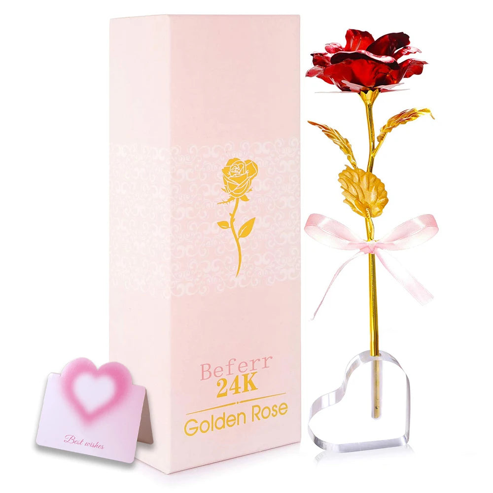 Pink Glitter Rose Crystal Base Gift Box