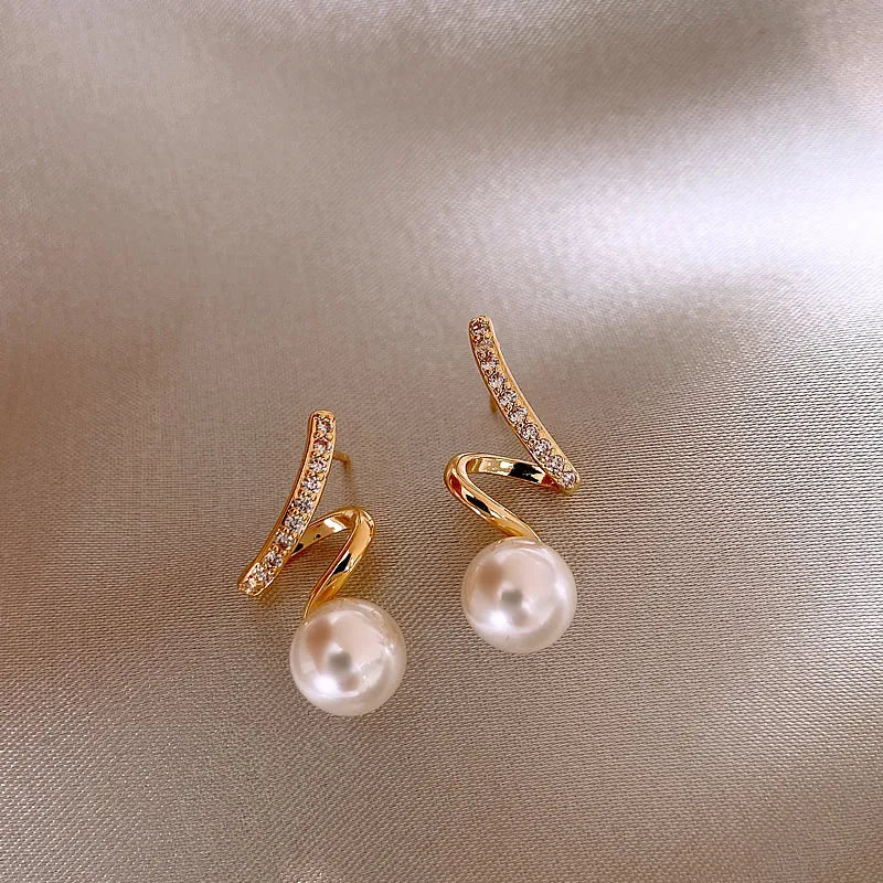 Pearl Diamond Twist Earrings