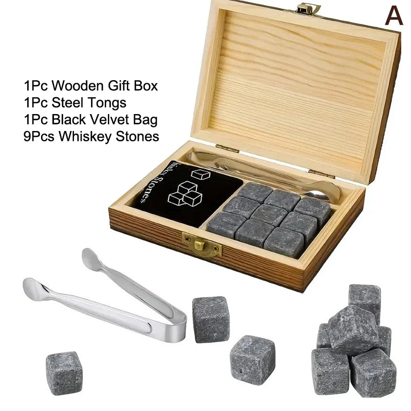 Wooden Whiskey Gift Set Crystal Glass Granite