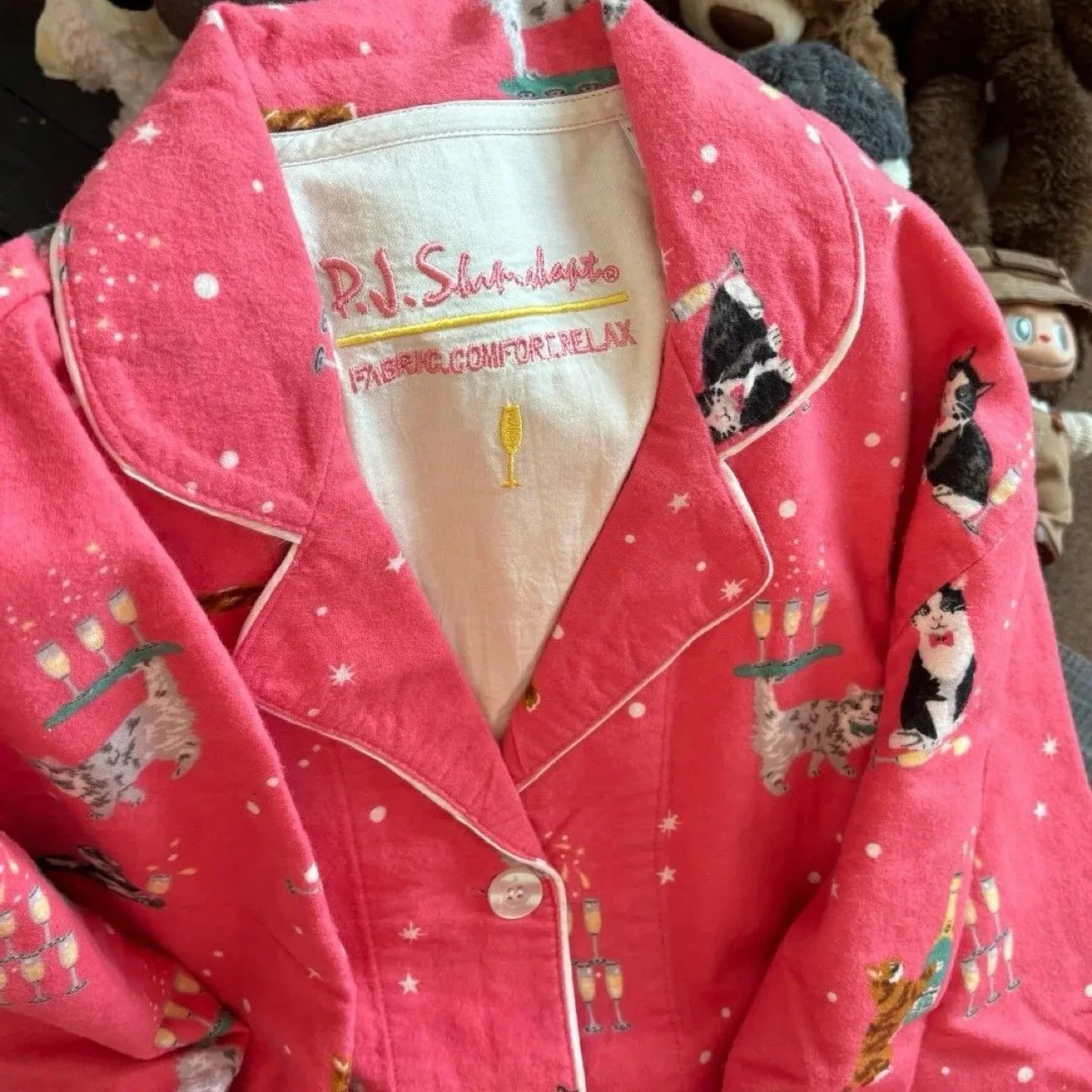 Fleece Cartoon Women Pajama Set