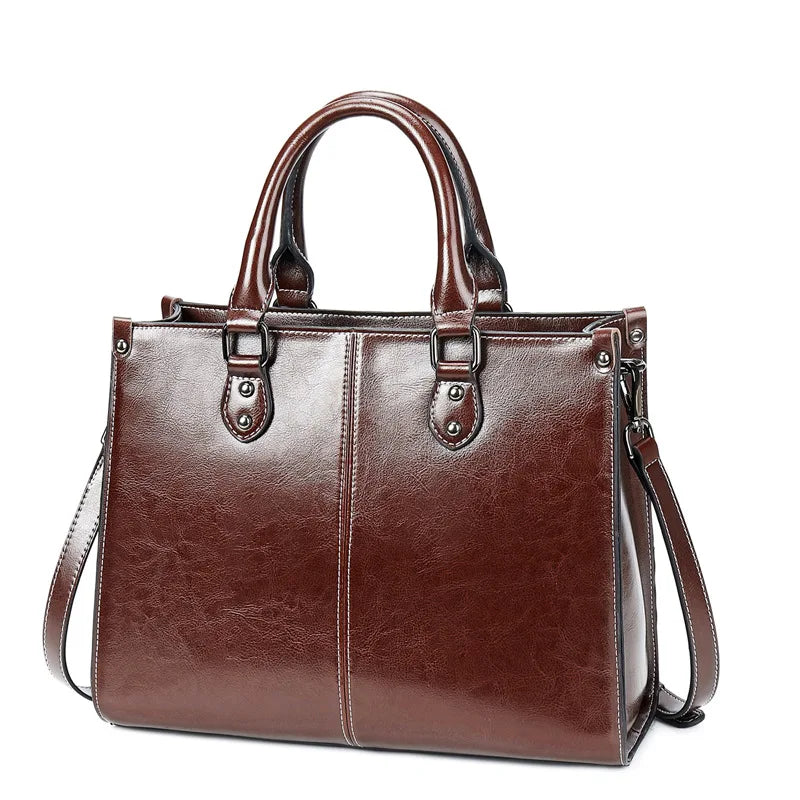 Cowhide Leather Shoulder Tote Bag