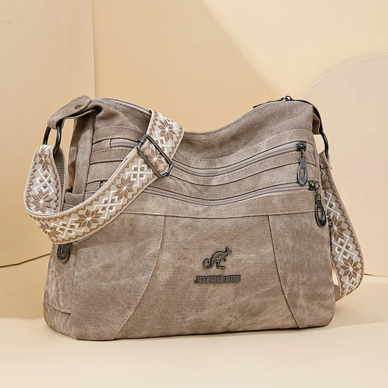 Denim Multi-Layer Crossbody Bag