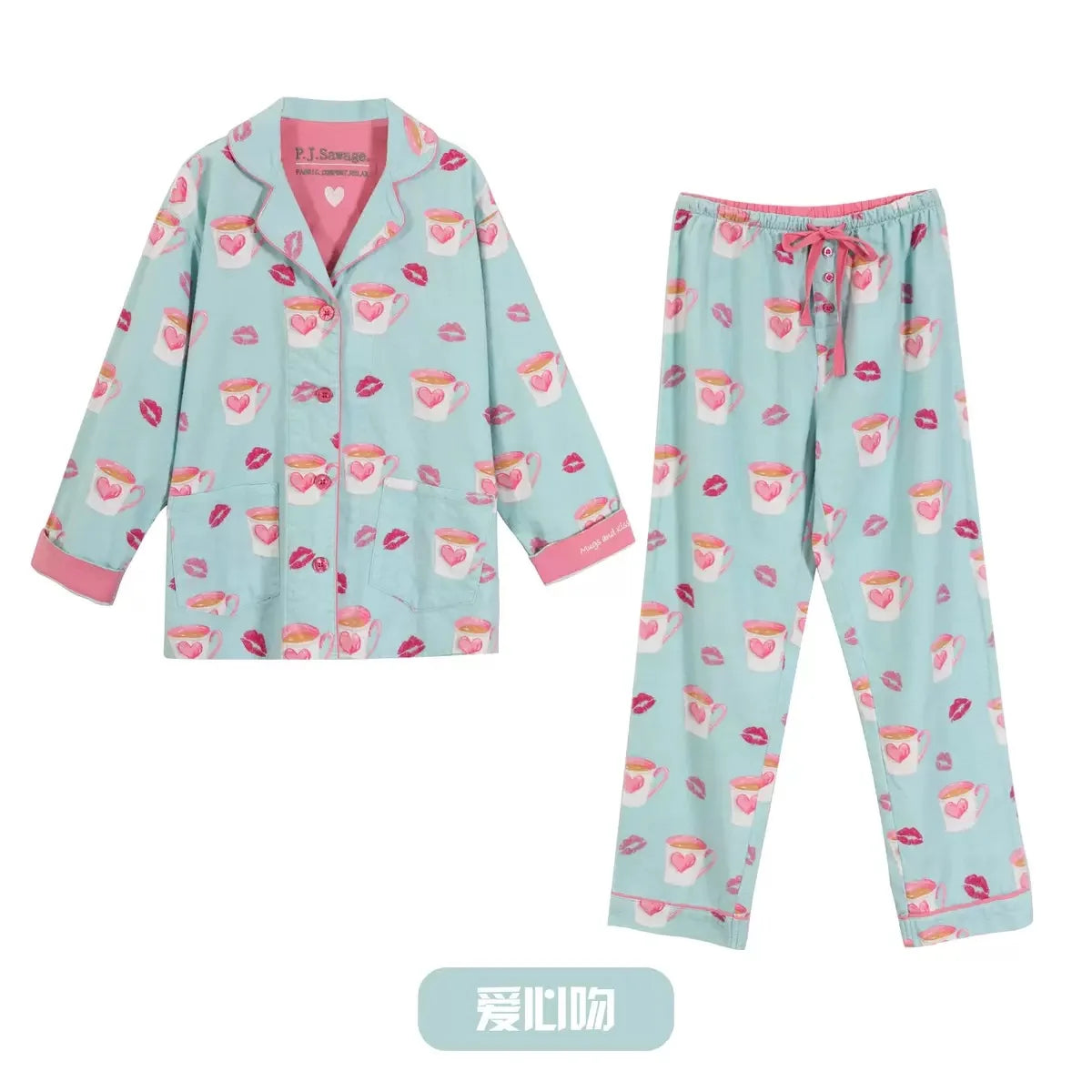 Fleece Cartoon Women Pajama Set