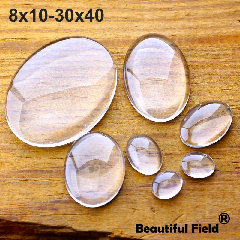 Clear Oval Glass Cabochon Set